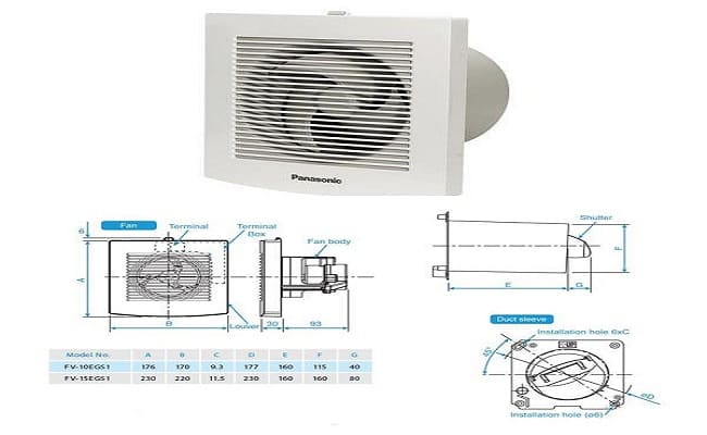 kích thước quạt hút mùi nhà vệ sinh